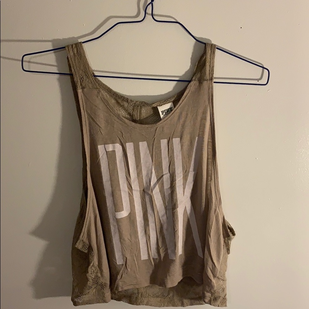 Pink tank with lace open back